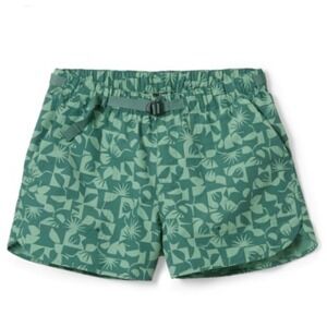 REI Co-op Women Green Geometric Floral Hiking Shorts with Belt Size 1XL Large